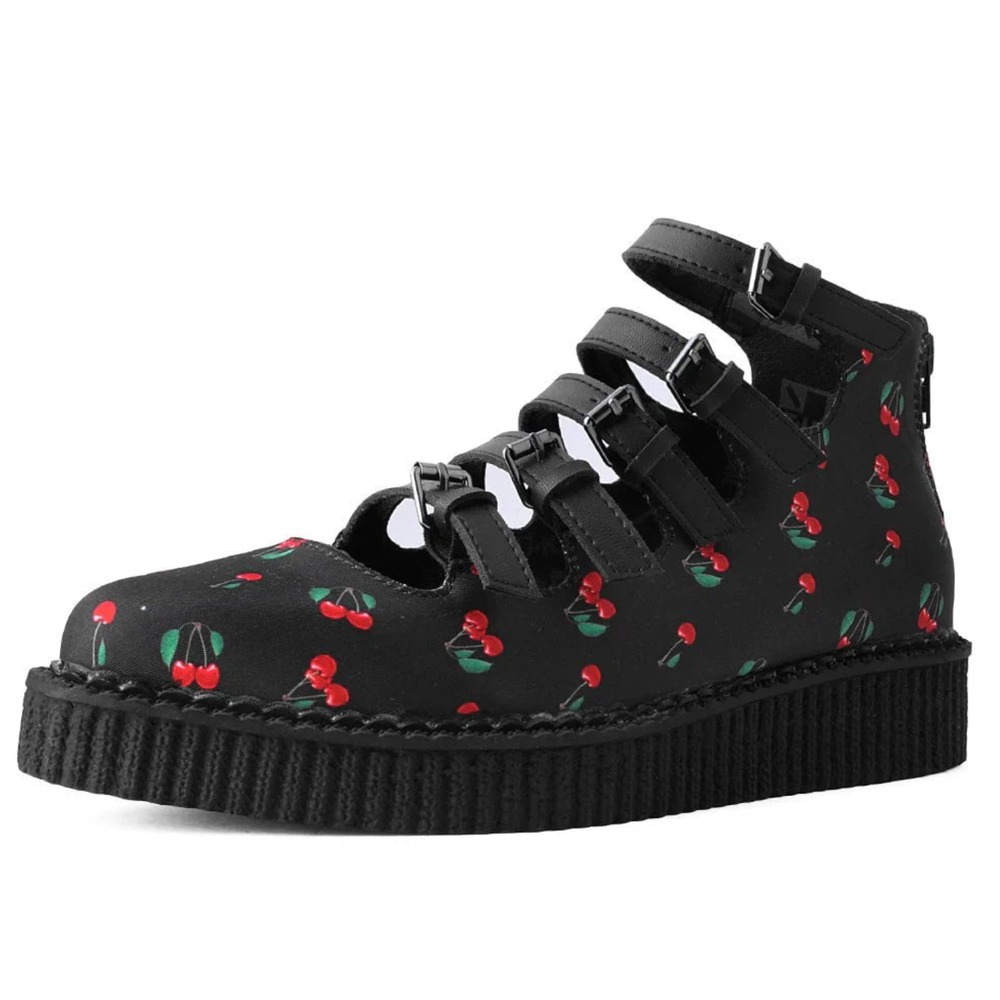 T.U.K. Multi-Strap Mary Jane Pointed Creeper Cherry Print Shoes - Women's 9 NEW!